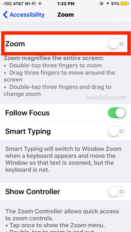 Disabling screen zoom on iPhone