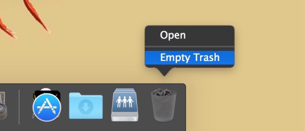 Uninstalling an application on Mac OS by moving it to the Trash and emptying it