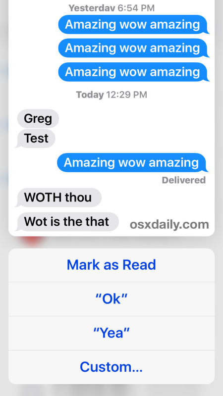 Read a message without sending Read Receipt on iPhone using 3d Touch