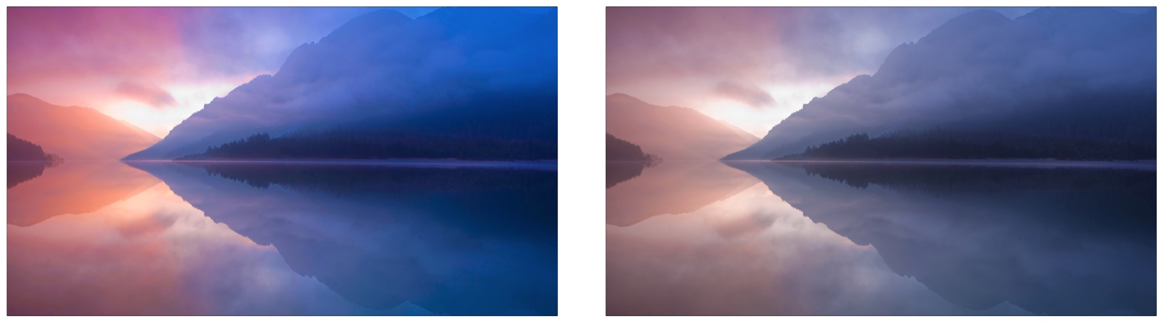 After and before color saturation adjustment in Mac OS X