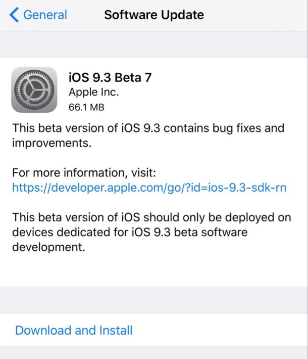 iOS 9.3 beta 7
