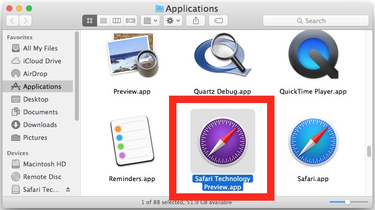 Safari Tech Preview on Mac