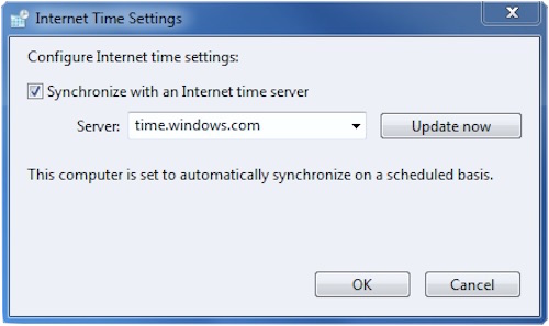 Sync Internet Time Server in Windows