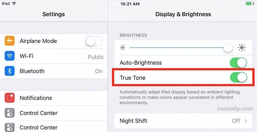 Enable or Disable True Tone Display on iPad Pro