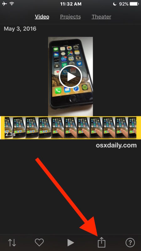 Select video to rotate on iPhone