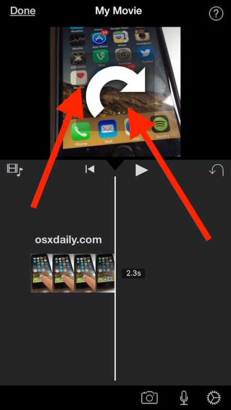 Rotate the video to rotate on iPhone