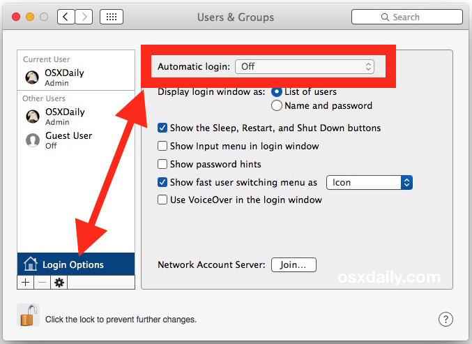 Автоматический вход в Mac OS X