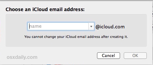 Choose the email address for iCloud