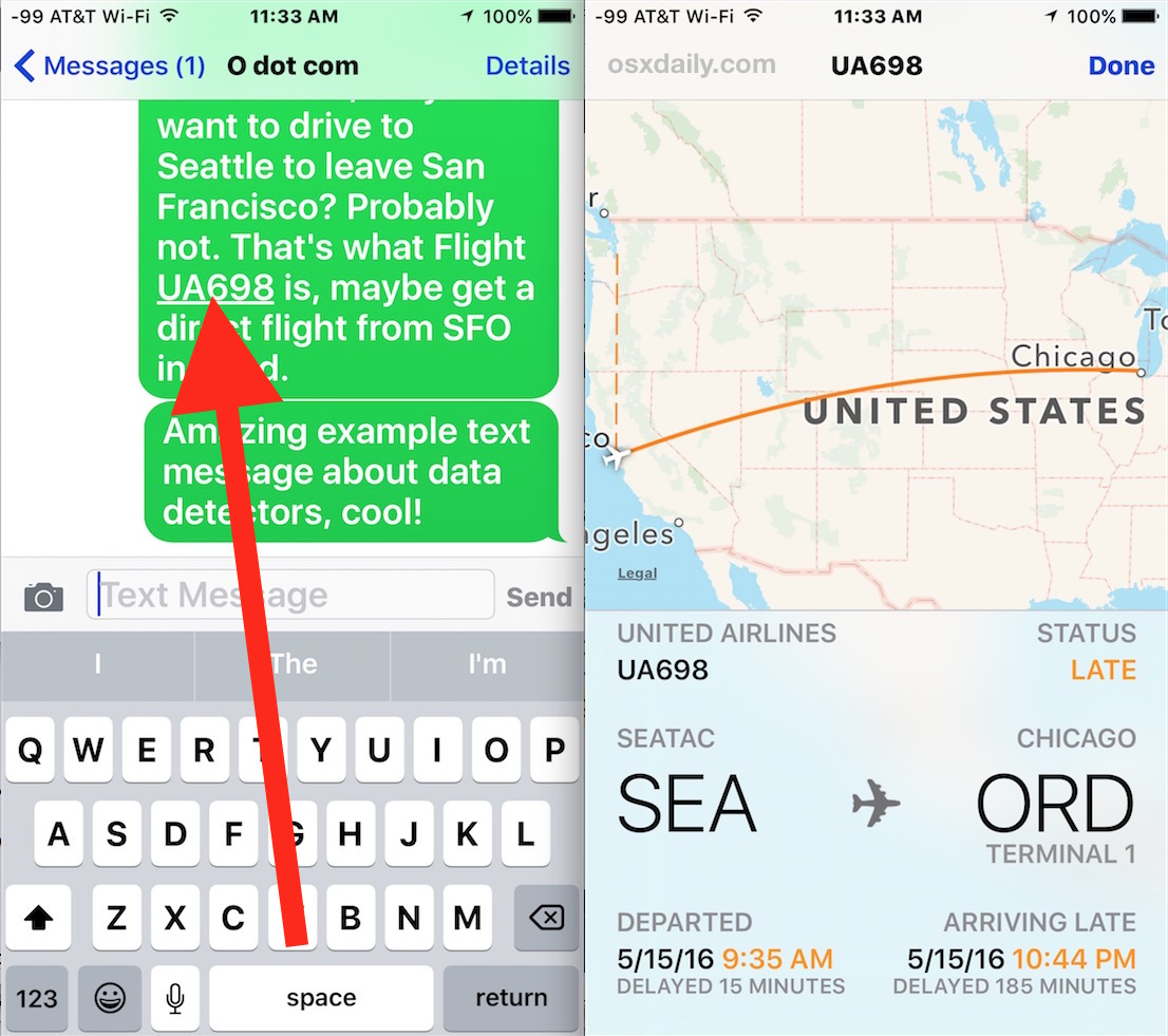 Get flight info on iPhone quickly with a tap