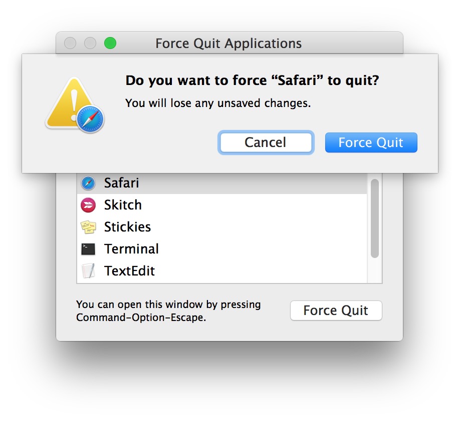 End the program process on Mac