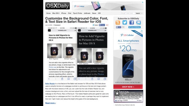 A website used as a screensaver on Mac OS X