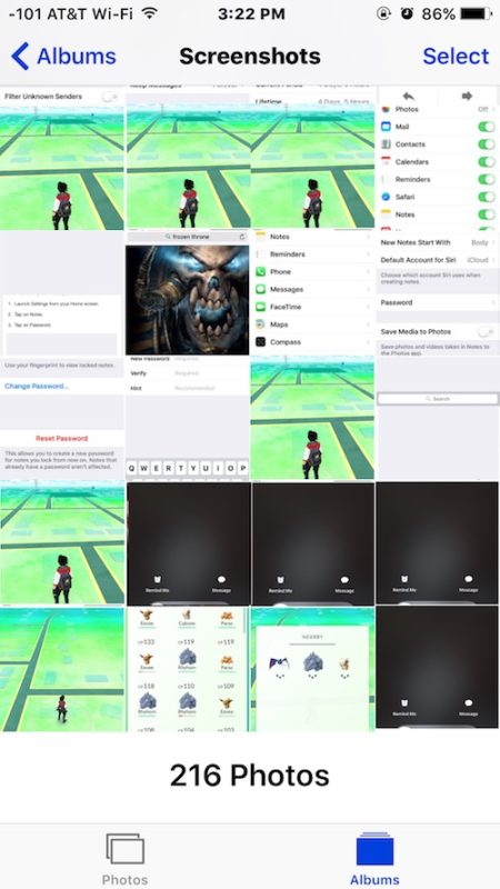 See all screenshots in iOS with Screenshots album
