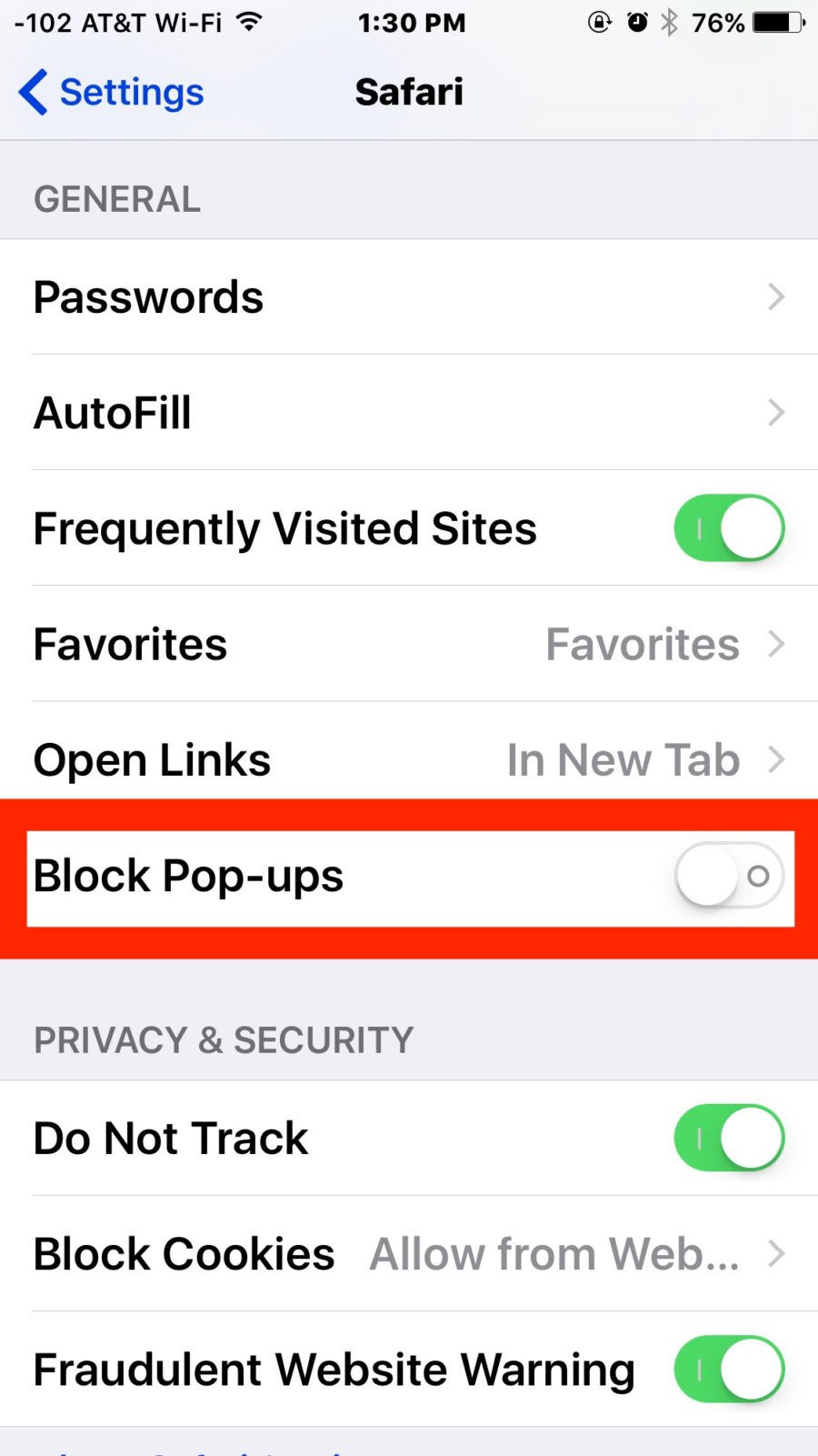 safari redirect blocker ipad