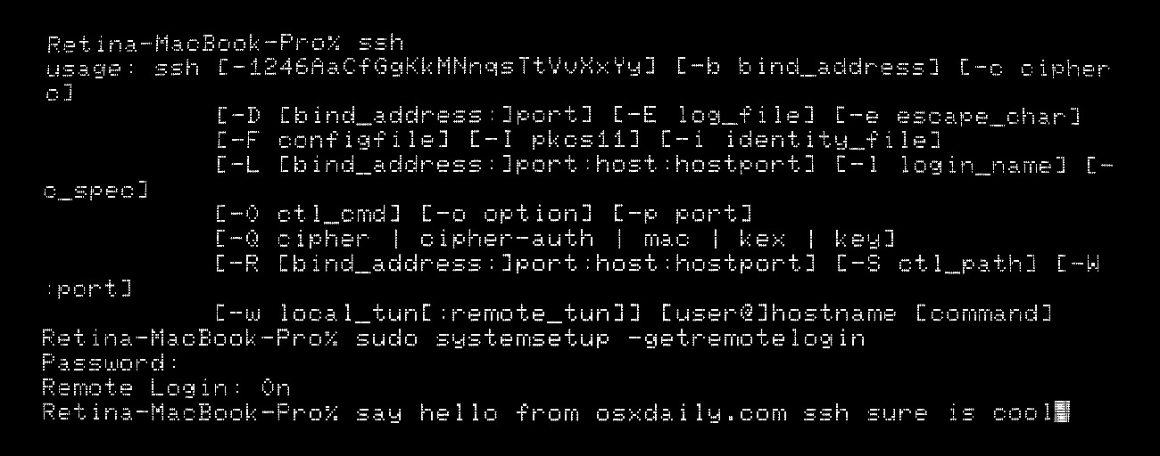 Enable SSH from Mac Command Line