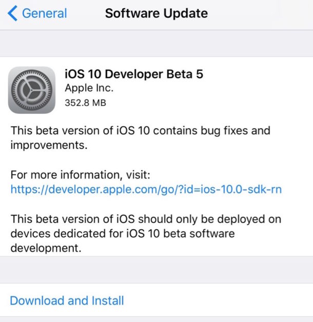 iOS 10 beta 5