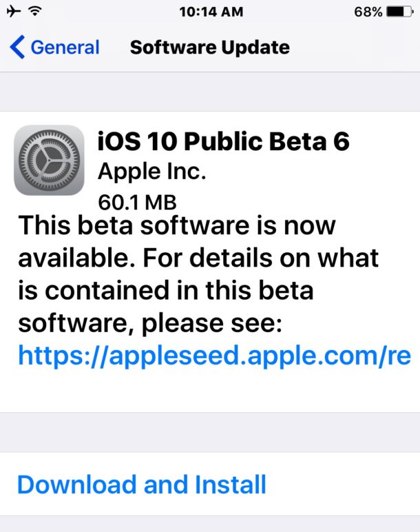 Публичная бета-версия 6 iOS 10
