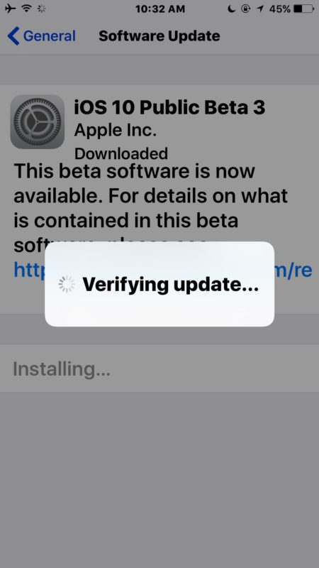 iOS Stuck on Verifying Update