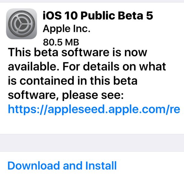 iOS 10 public beta 5 