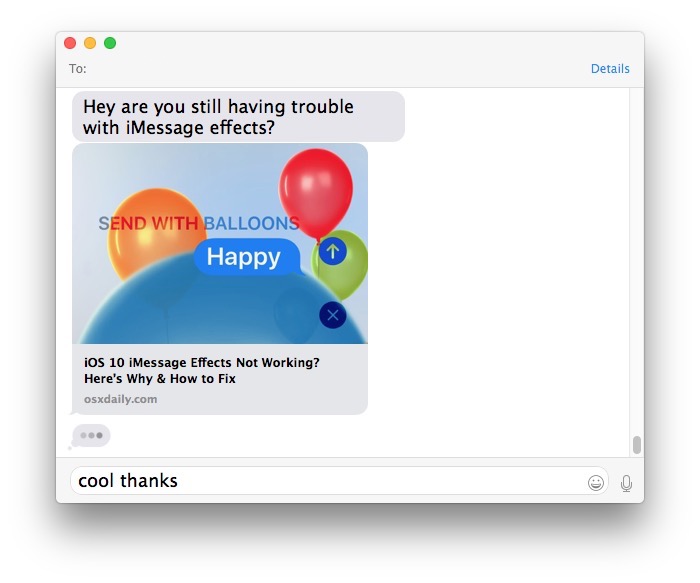 iMessage URL preview on Mac