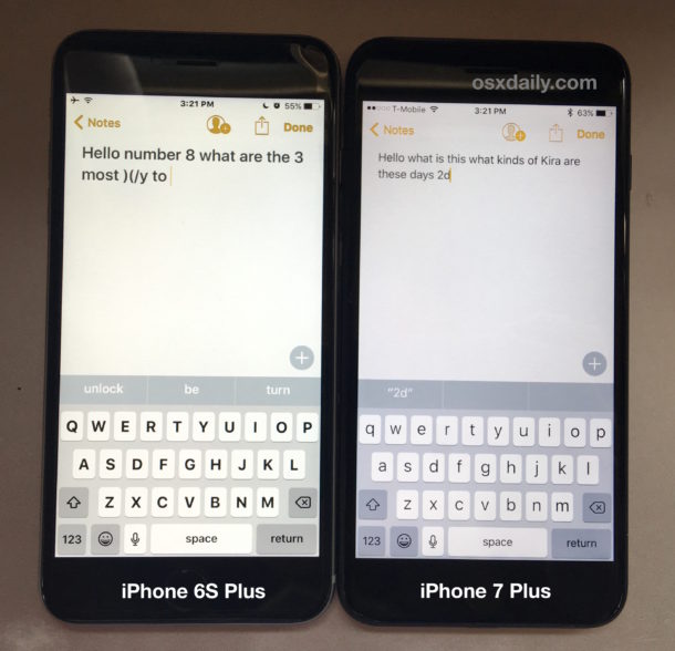 iPhone 7 Plus vs iPhone 6S Plus screen