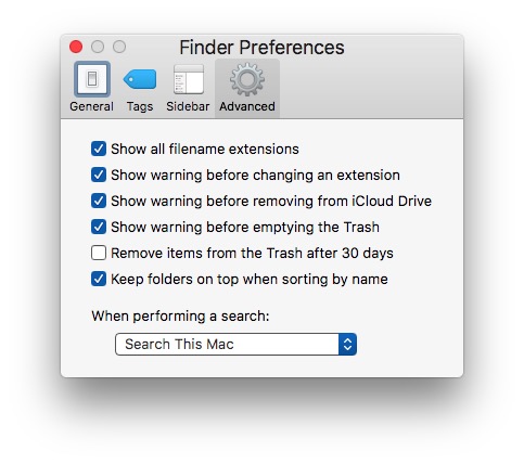 Keep folders on top in list view MacOS Sierra