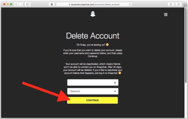 Delete your Snapchat account