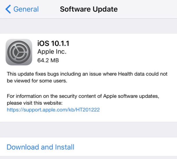 iOS 10.1.1 