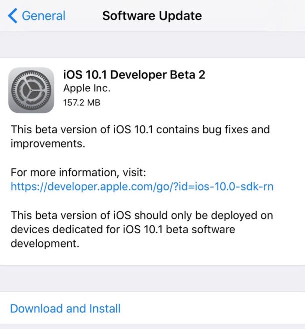 iOS 10.1 beta 2 