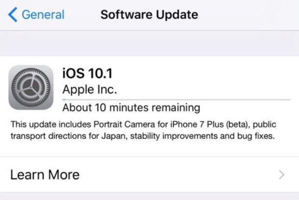 iOS 10.1 update