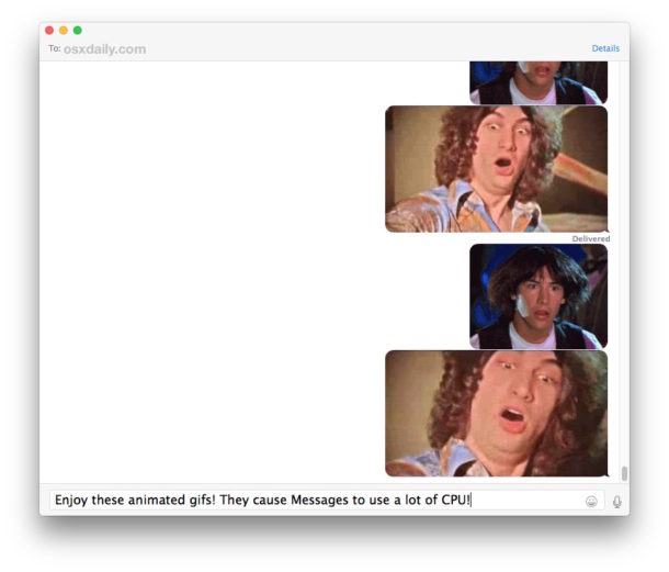 Messages gifs can slow down Messages app on Mac