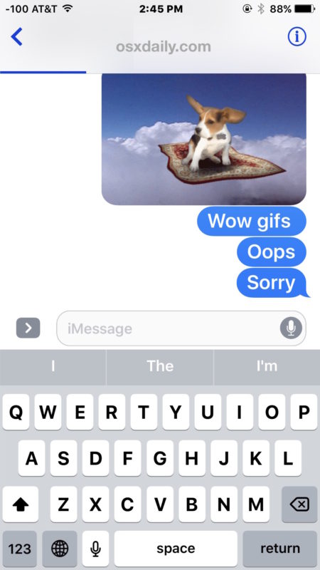 Sending gifs in messages