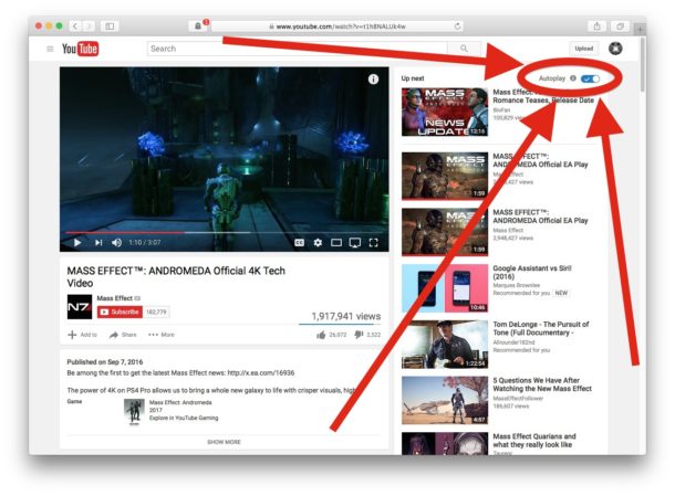 Turn off YouTube autoplay video