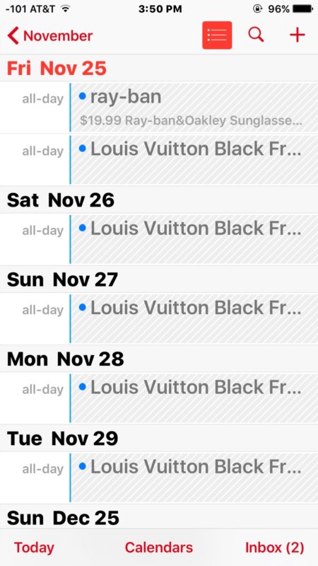 iCloud Calendar spam on iPhone