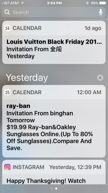 iCloud Calendar spam invite notifications on iPhone 