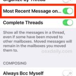 iOS Mail threading show recent messages on top