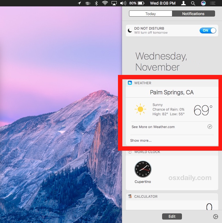 Siri widget added to Mac notifications center
