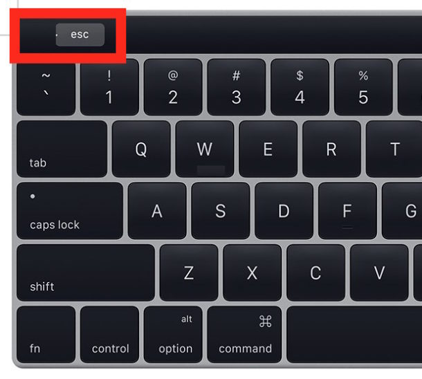 Escape key on MacBook Pro touch bar