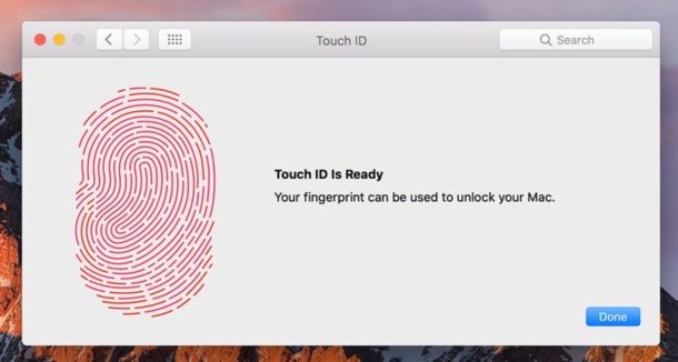 Добавить новый отпечаток пальца в Touch ID на Mac