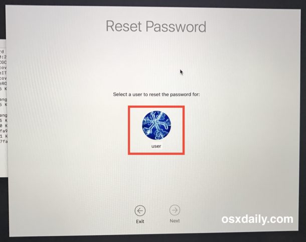 The Reset password tool for MacOS