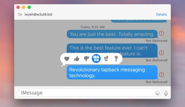 Tapback messages on Mac