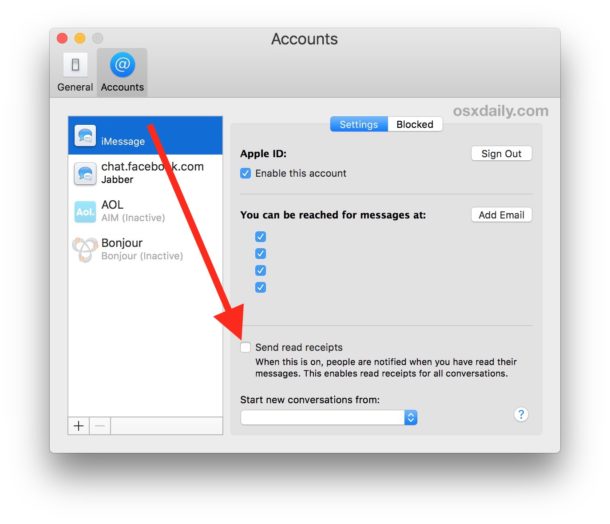 Read Receipts in Mac OS Messages