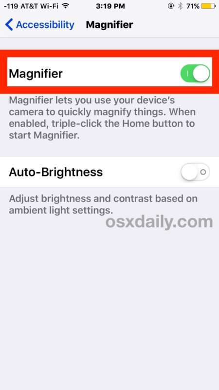 Enable iPhone Magnifier