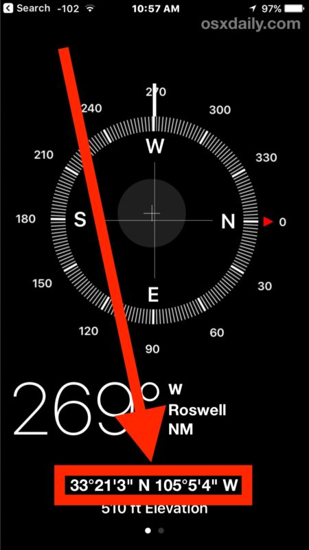 Viewing GPS coordinates on iPhone with Compass