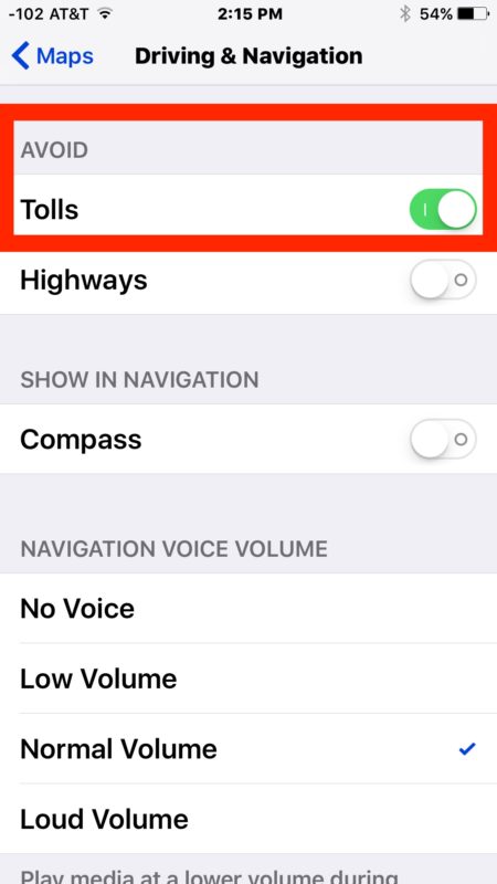 Avoid tolls in Maps directions on iPhone