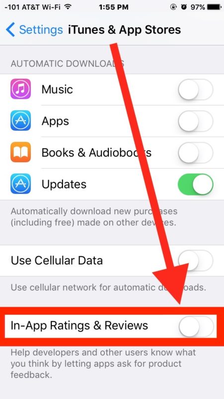 Turn off in-app review and rating requests in iOS to stop the pop-ups