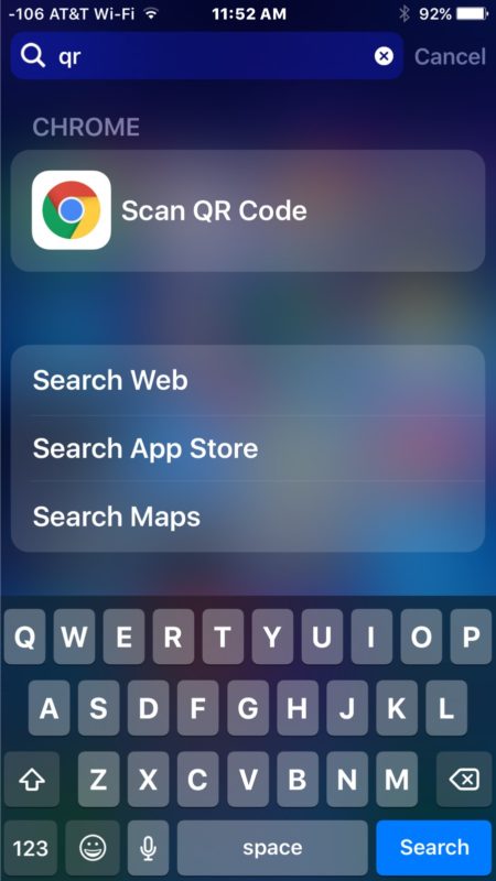 Scan QR code in Chrome on iPhone