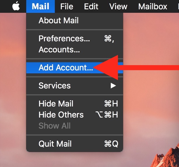 Mail add account to add new email to Mac