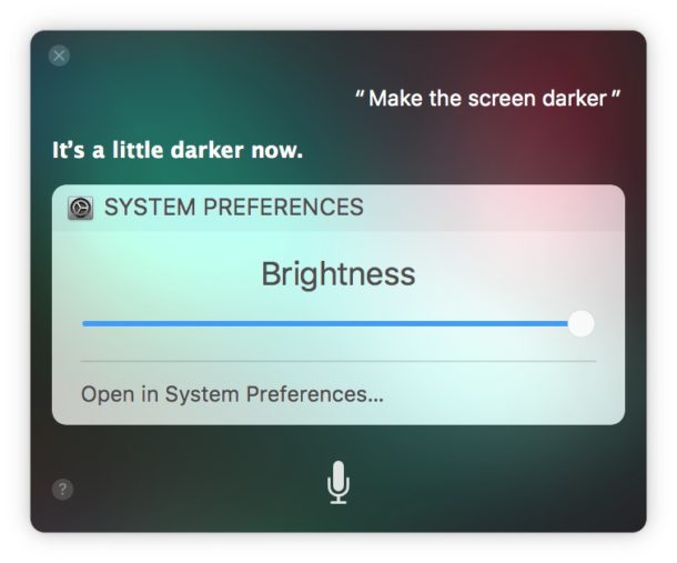 How to make the screen darker on Mac with Siri voice commands