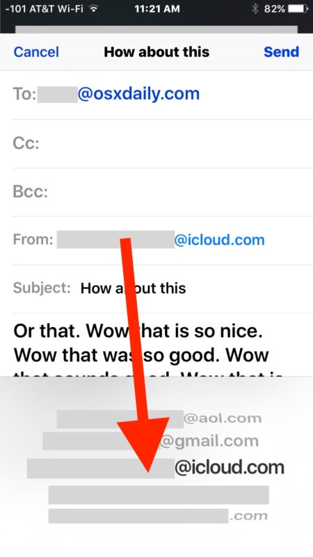 Change the Sent From email address in iOS Mail