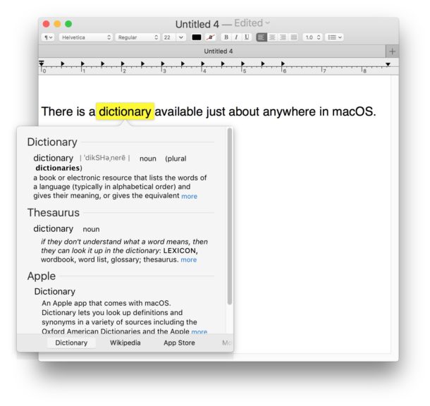 Instant look up in Mac OS for dictionary and Wikipedia